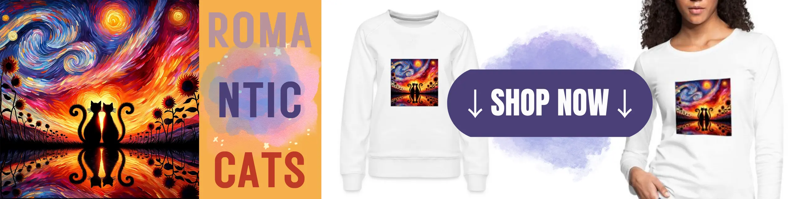 Two romantic cats watching a spectacular sunset - kleding en accessoires